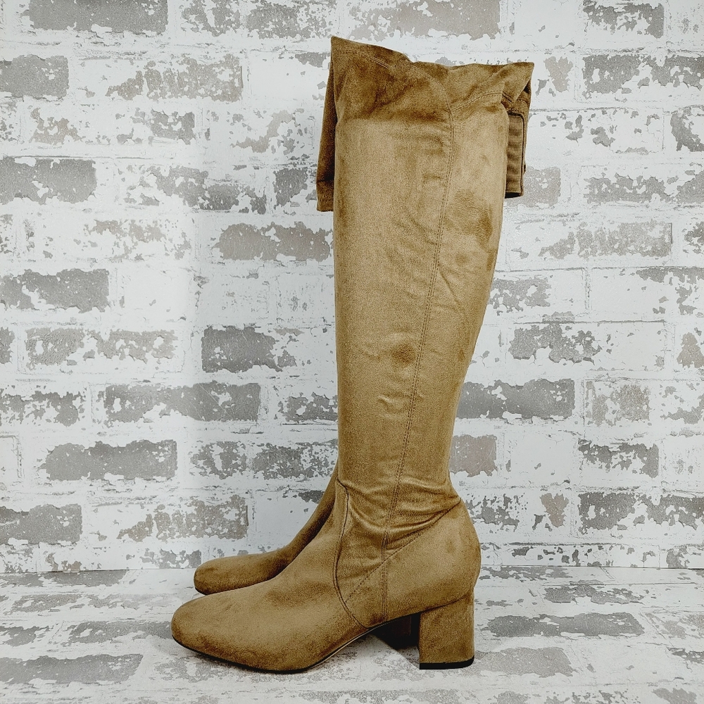 New Marc Fisher LTD Taupe Faux Suede Over the Knee Boots V345